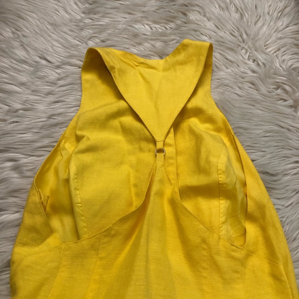 Geary Roark Kamisato Linen Blend Racerback Yellow Sleeveless Button Down Dress 8 - Picture 7 of 13